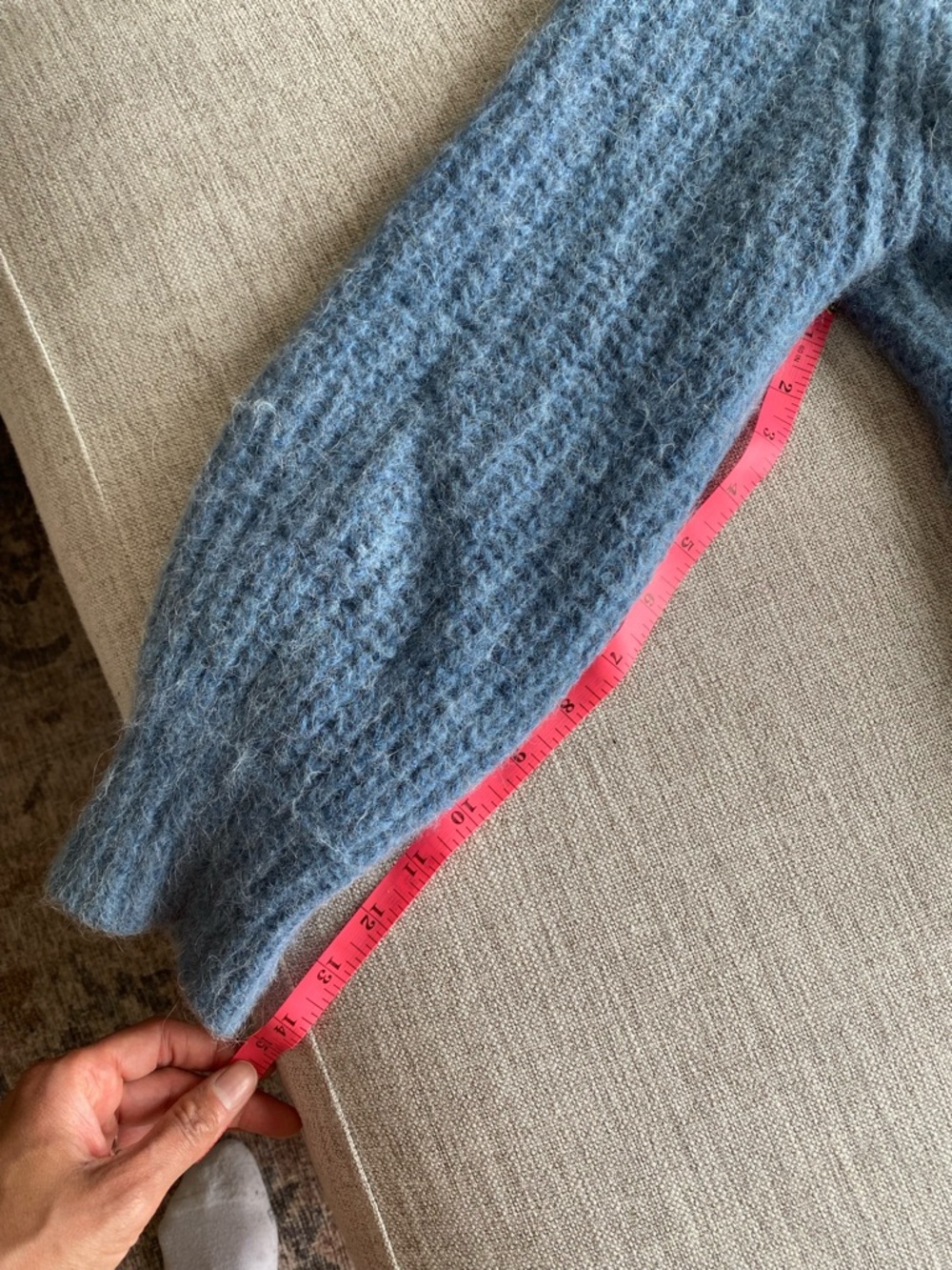 Sezane Soft Blue Button-Front Cropped Cardigan - Picture 8 of 8